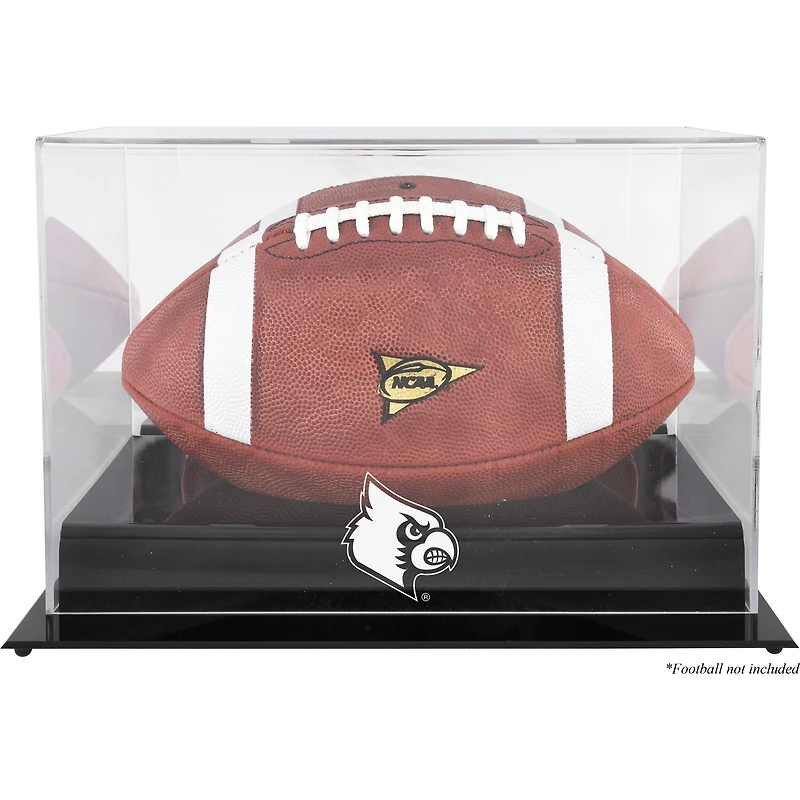 Vitrine de présentation de football avec logo de l'équipe des Cardinals de Louisville à base noire et dos miroir