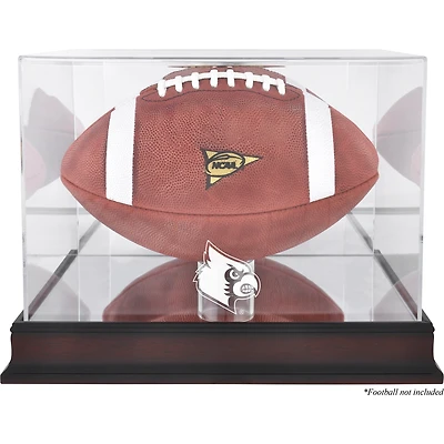 Louisville Cardinals Mahogany Base Logo Football Display Case with Mirror Back