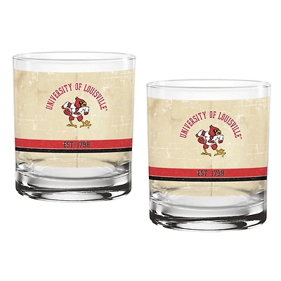 Louisville Cardinals Two-Pack 14oz. Tan Vintage Glass Set