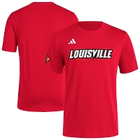 T-shirt adidas rouge Louisville Cardinals Fresh Wordmark pour homme