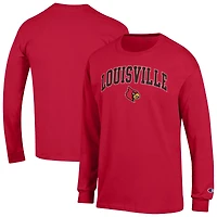 Men's Champion  Red Louisville Cardinals Arch Over Logo Long Sleeve T-Shirt