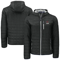 Men's Cutter & Buck  Black Louisville Cardinals Rainier Eco PrimaLoft Hooded Full-Zip Jacket