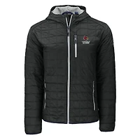 Men's Cutter & Buck  Black Louisville Cardinals Rainier Eco PrimaLoft Hooded Full-Zip Jacket