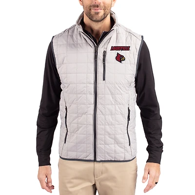 Doudoune sans manches zippée intégrale Rainier Eco isolée PrimaLoft grise des Louisville Cardinals de Cutter & Buck pour homme