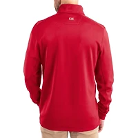 Pull à col zippé Cutter & Buck rouge Louisville Cardinals DryTec Traverse Stretch Eco Tri-Blend pour homme