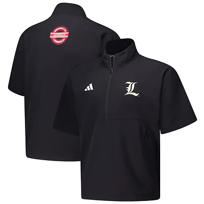 Veste d'entraînement à manches courtes et demi-zip adidas noire Louisville Cardinals 2024 pour homme