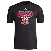 T-shirt d'avant-match trilatéral adidas pour hommes, noir, Louisville Cardinals 2024 Locker