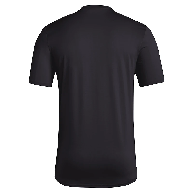 T-shirt d'avant-match trilatéral adidas pour hommes, noir, Louisville Cardinals 2024 Locker