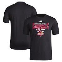T-shirt d'avant-match trilatéral adidas pour hommes, noir, Louisville Cardinals 2024 Locker