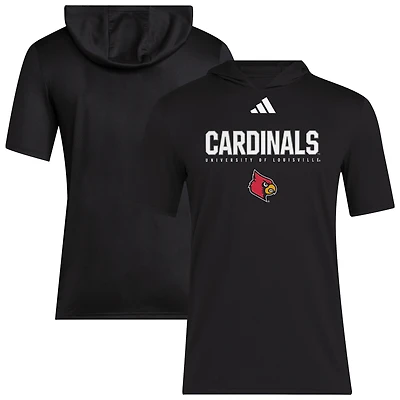 Men's adidas Black Louisville Cardinals 2025 AREOREADY Sideline Training Hooded T-Shirt
