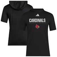 T-shirt d'entraînement à capuche noir adidas Louisville Cardinals 2025 AREOREADY pour homme