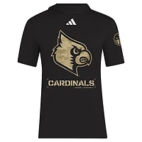 Men's adidas  Black Louisville Cardinals 2025 Military Appreciation AEROREADY Hooded T-Shirt