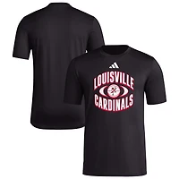 T-shirt d'avant-match de basket-ball adidas Louisville Cardinals On Court Orbit pour homme noir