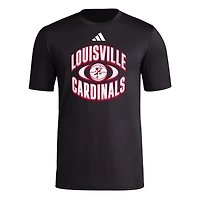 T-shirt d'avant-match de basket-ball adidas Louisville Cardinals On Court Orbit pour homme noir