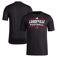 T-shirt d'avant-match de football adidas Louisville Cardinals Locker pour hommes, noir, AEROREADY
