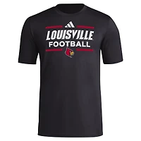 T-shirt d'avant-match de football adidas Louisville Cardinals Locker pour hommes, noir, AEROREADY