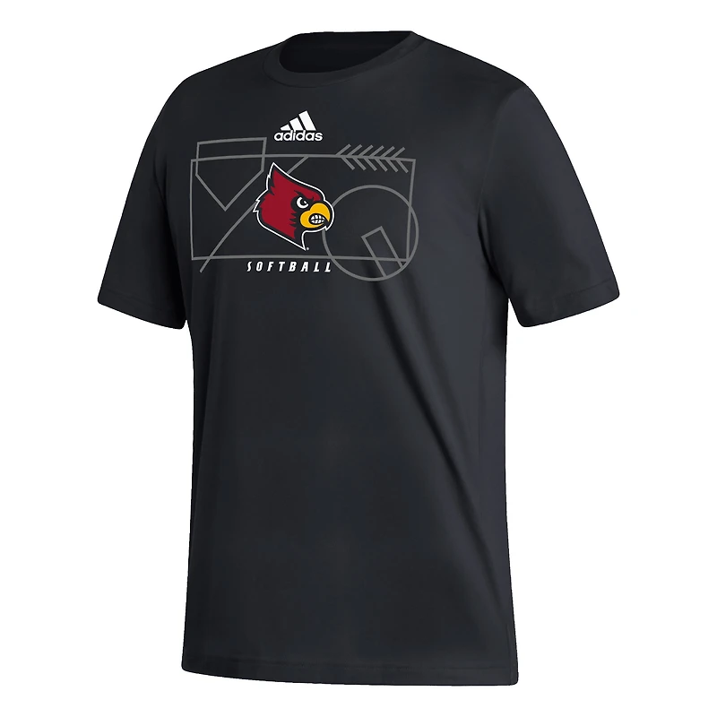 T-shirt adidas Louisville Cardinals Locker Lines Softball Fresh pour homme, noir