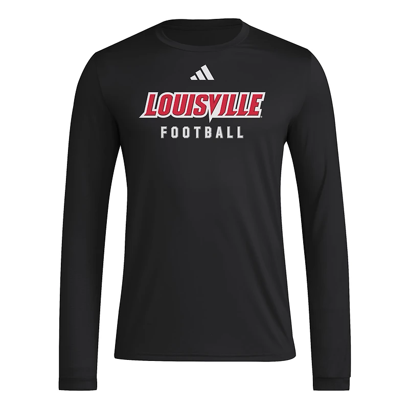 Men's adidas Black Louisville Cardinals Locker Practice Football Pre-Game Long Sleeve T-Shirt