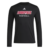 Men's adidas  Black Louisville Cardinals Locker Practice Football Pre-Game Long Sleeve T-Shirt
