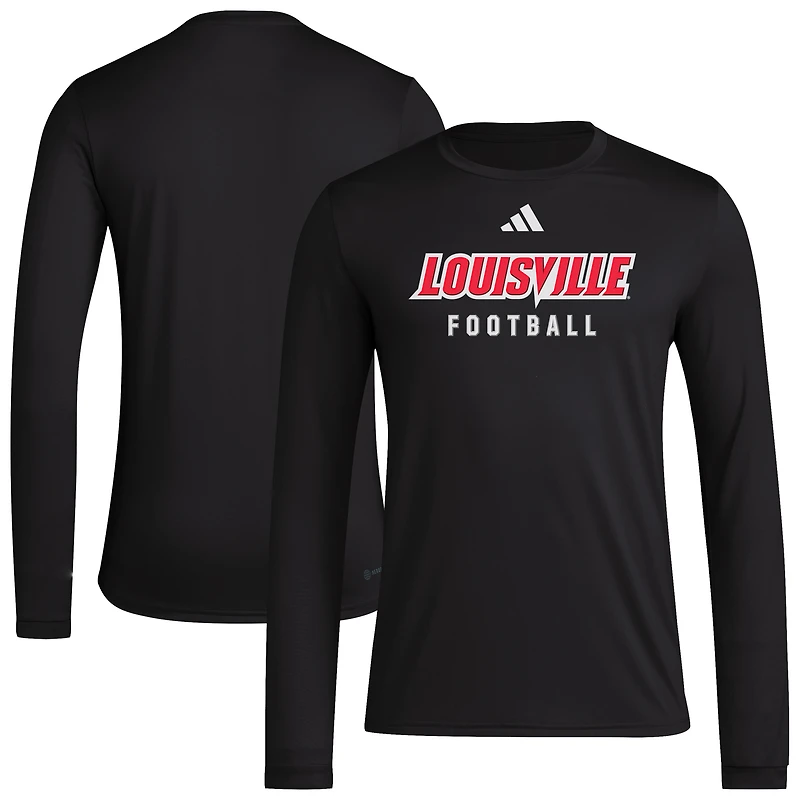 T-shirt à manches longues d'entraînement de football américain Louisville NCAA ADI 2025, pré-match, V110985, TEEMENLSP JV8042 #3
