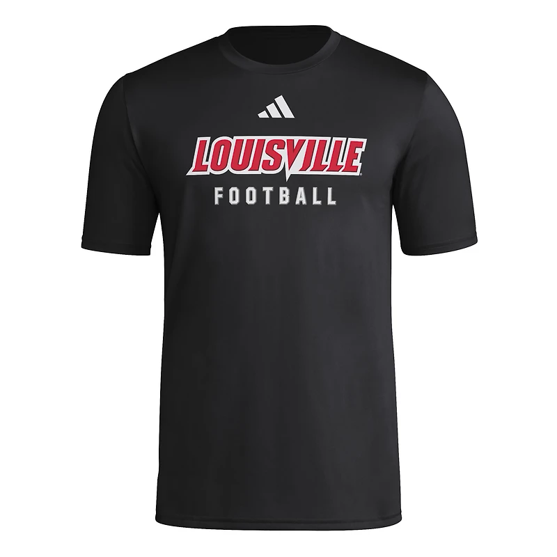 T-shirt d'entraînement de football américain adidas noir pour homme des Louisville Cardinals