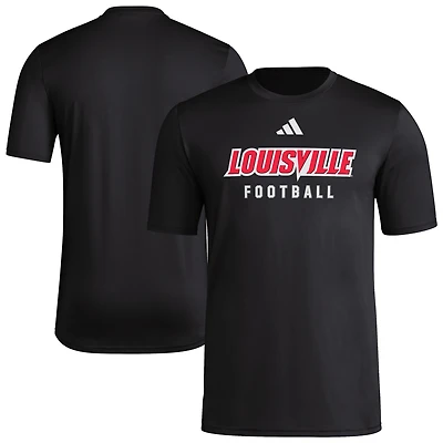 T-shirt d'entraînement de football américain adidas noir pour homme des Louisville Cardinals