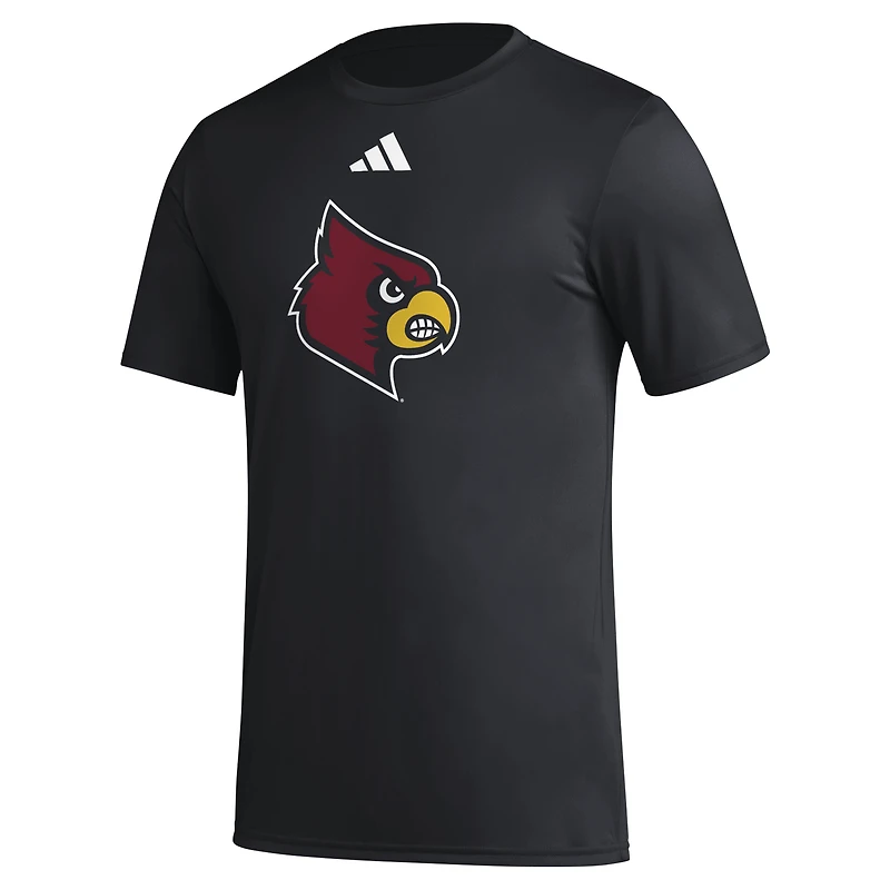 T-shirt d'avant-match AEROREADY avec logo de casier principal des Louisville Cardinals adidas noir pour hommes