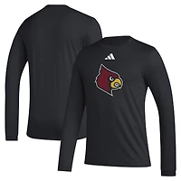 Men's adidas Black Louisville Cardinals Primary Locker Logo Pre-Game Long Sleeve T-Shirt