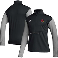 Men's adidas Black Louisville Cardinals Sideline AEROREADY Half-Zip Top