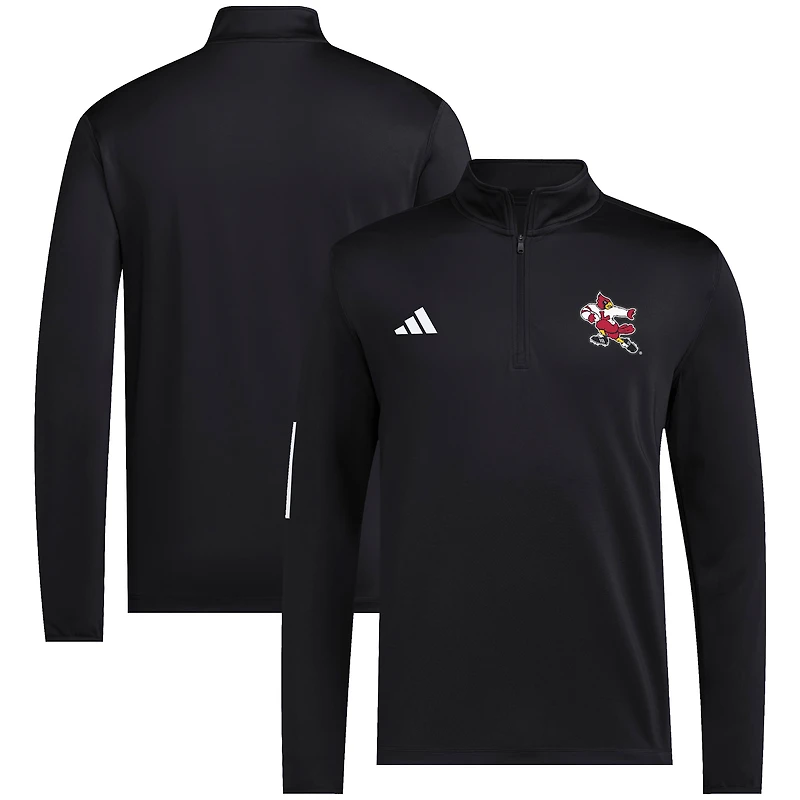 Veste de golf demi-zippée adidas noire Louisville Cardinals Strategy pour homme