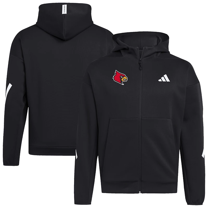Sweat à capuche zippé adidas noir Louisville Cardinals Z.N.E. pour homme