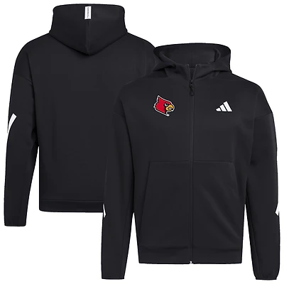 Sweat à capuche zippé adidas noir Louisville Cardinals Z.N.E. pour homme