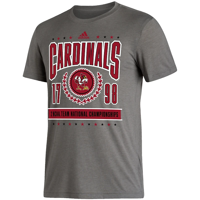 Men's adidas Heathered Charcoal Louisville Cardinals 2 NCAA Team National Championships Reminisce T-Shirt