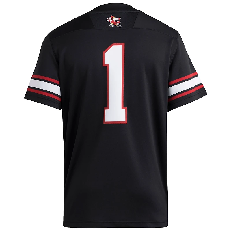 Men's adidas #1 Black Louisville Cardinals Premier Strategy Jersey