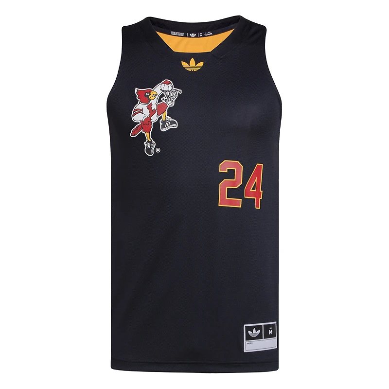 Men's adidas #24 Black/Gold Louisville Cardinals Black History Month Basketball Jersey