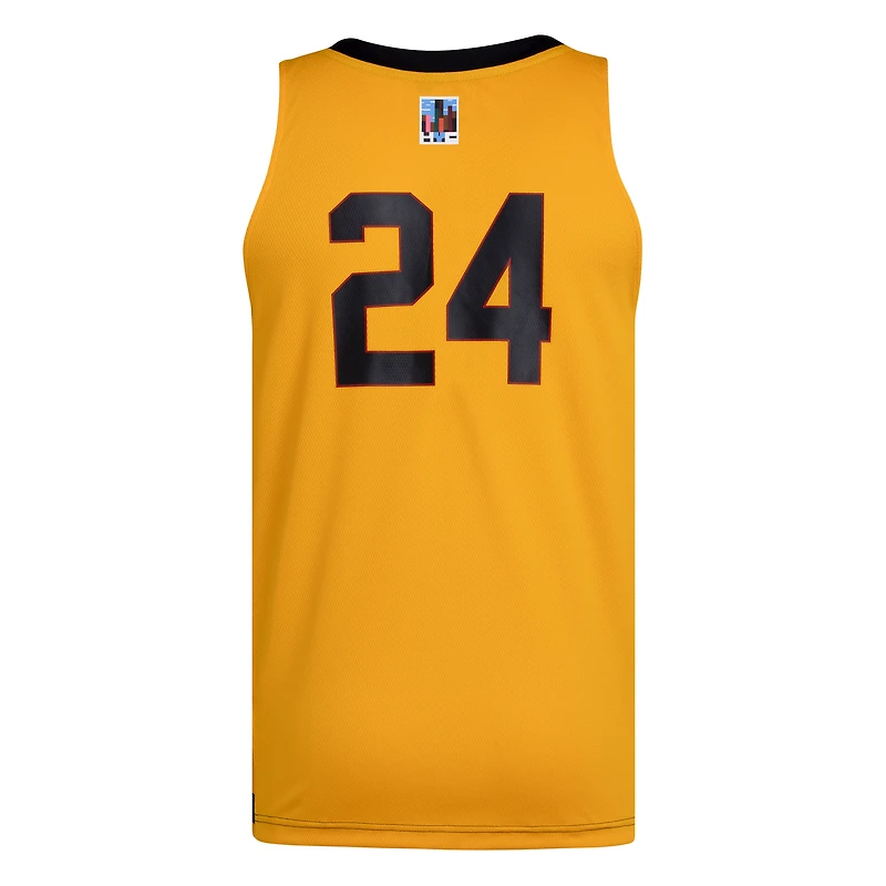 Men's adidas #24 Black/Gold Louisville Cardinals Black History Month Basketball Jersey