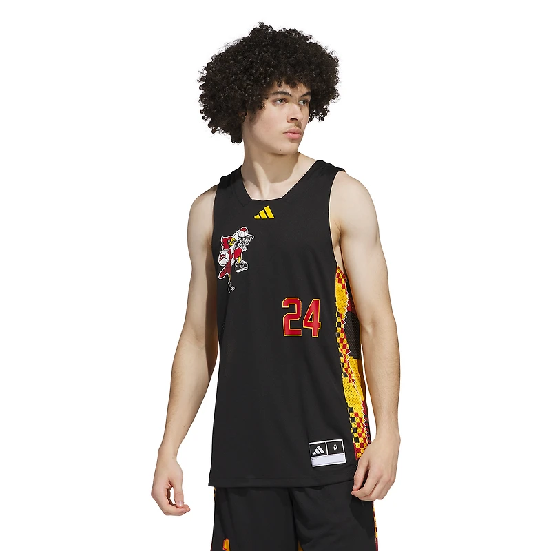 Men's adidas #24 Black/Gold Louisville Cardinals Black History Month Basketball Jersey