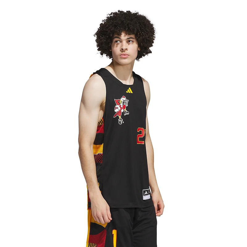 Men's adidas #24 Black/Gold Louisville Cardinals Black History Month Basketball Jersey