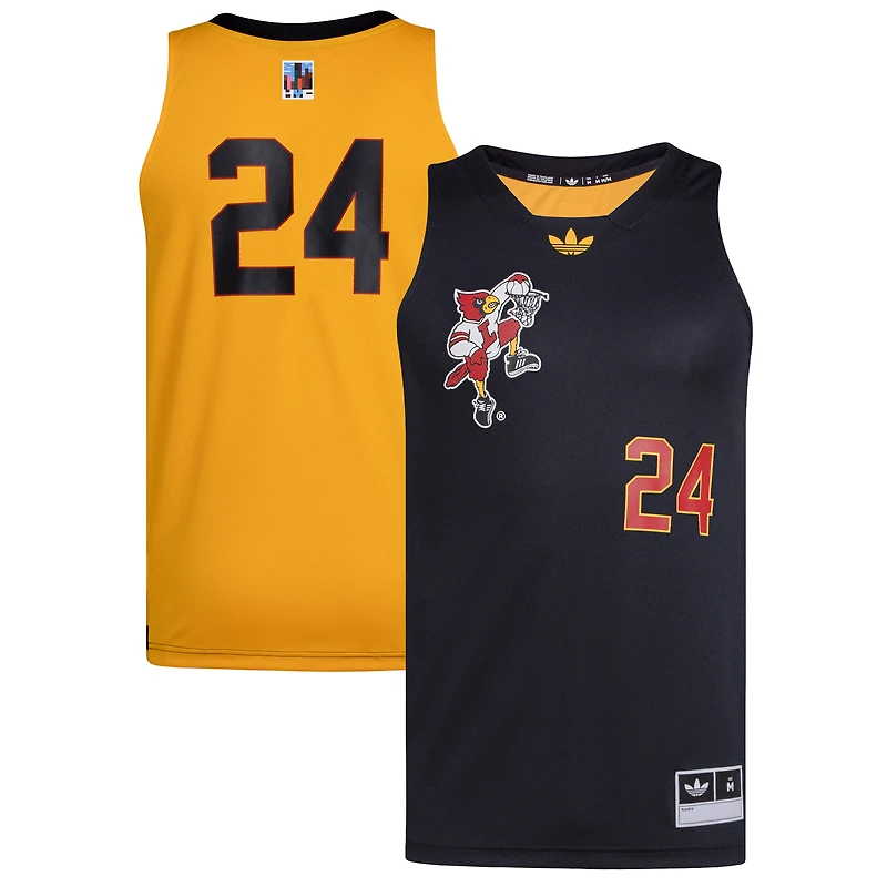 Maillot de basket-ball noir/or pour homme adidas #24 Louisville Cardinals Black History Month