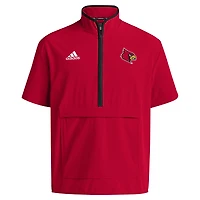 Veste à manches courtes demi-zipée rouge adidas Louisville Cardinals Coaches Sideline pour homme