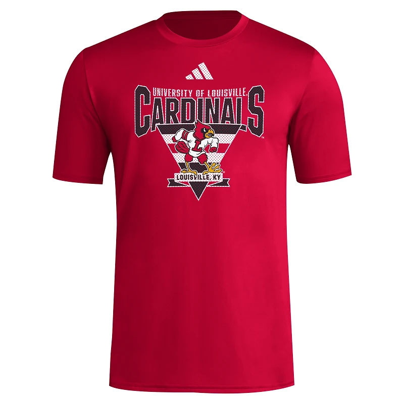 Men's adidas Red Louisville Cardinals 2024 Locker Trilateral Pre-Game T-Shirt