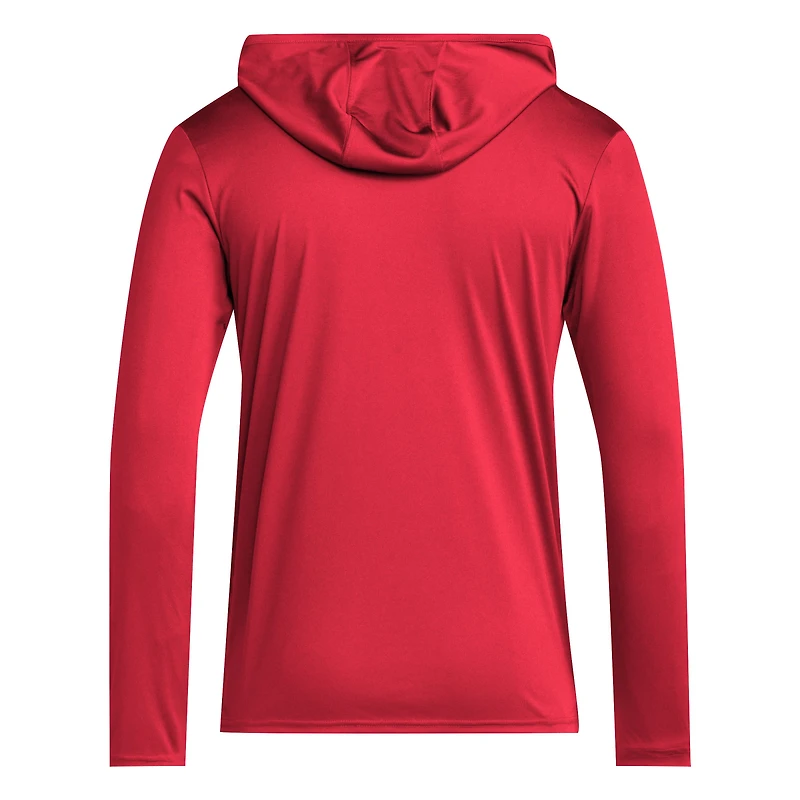 Men's adidas Red Louisville Cardinals 2025 AEROREADY Sideline Training Long Sleeve Hooded T-Shirt