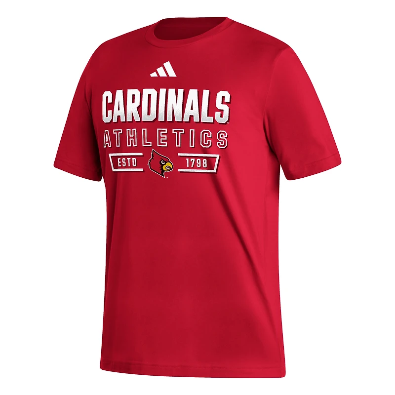 T-shirt adidas Louisville Cardinals Head of Class Fresh pour homme rouge