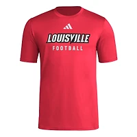 Men's adidas  Red Louisville Cardinals Locker Practice Football Pre-Game T-Shirt
