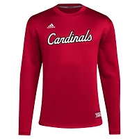 Men's adidas Red Louisville Cardinals Reverse Retro Baseball Script Pullover Sweatshirt