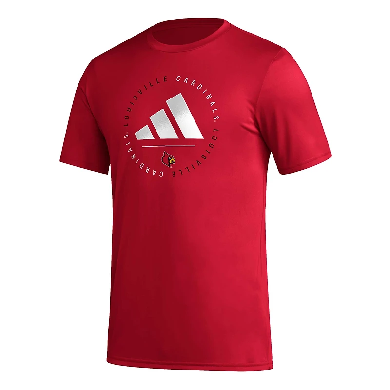 T-shirt d'avant-match adidas Louisville Cardinals rayé rouge pour homme
