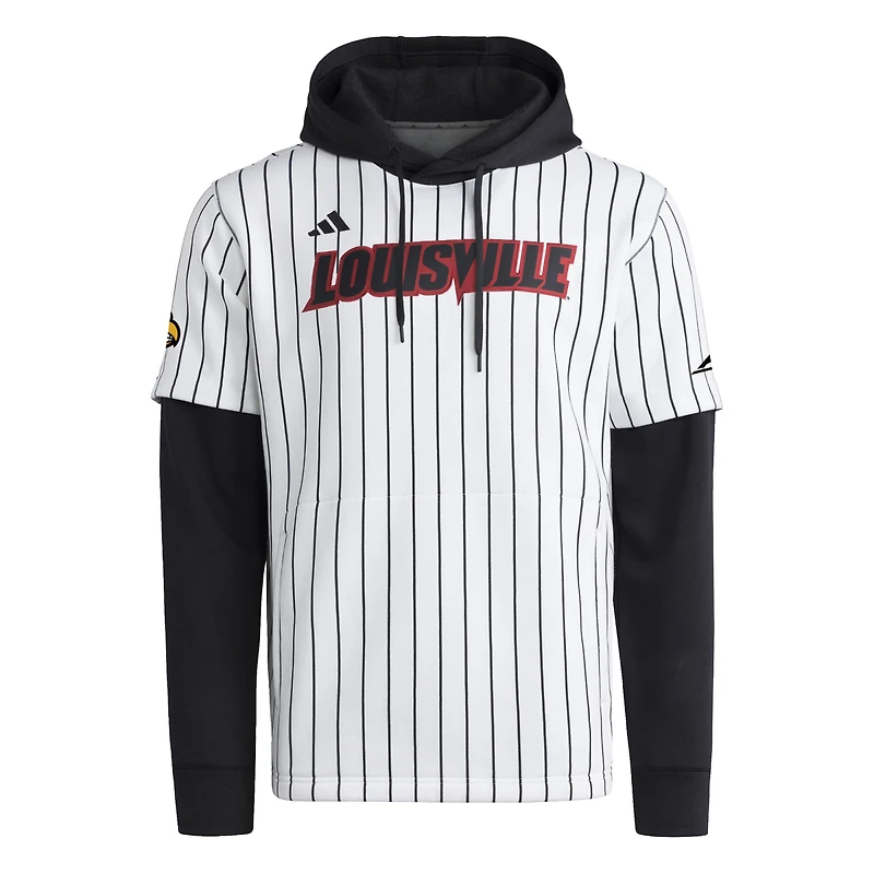 Sweat à capuche de baseball adidas blanc/noir pour homme des Louisville Cardinals
