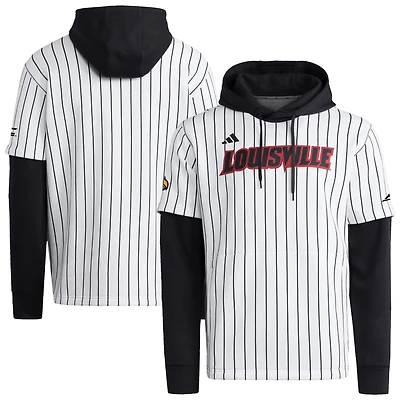Sweat à capuche de baseball adidas blanc/noir pour homme des Louisville Cardinals