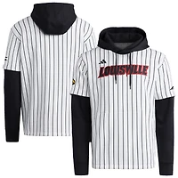 Sweat à capuche de baseball adidas blanc/noir pour homme des Louisville Cardinals