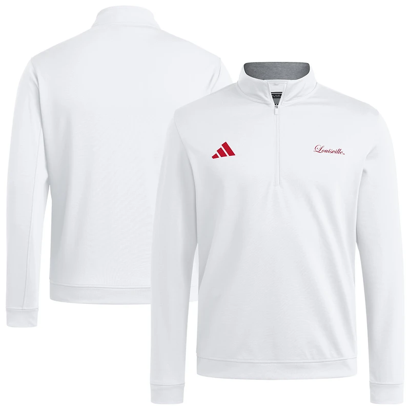 Men's adidas White Louisville Cardinals Elevated Quarter-Zip Jacket